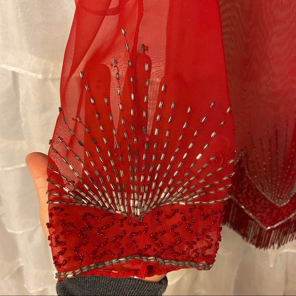 Vintage** sheer, lose fitting, beaded blouse - Picture 3 of 5